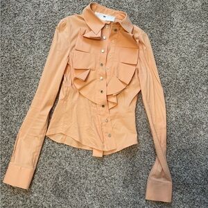 Elisabetta Franchi Peach snap-up Blouse with decorative collar